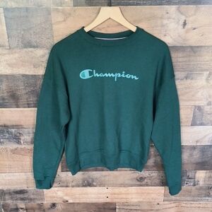 Champion Forest Green Crewneck Sweater Sz Small Women